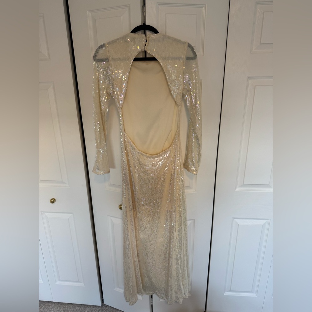 Topshop maxi sequin dress in ivory size US 4 - Picture 5 of 6